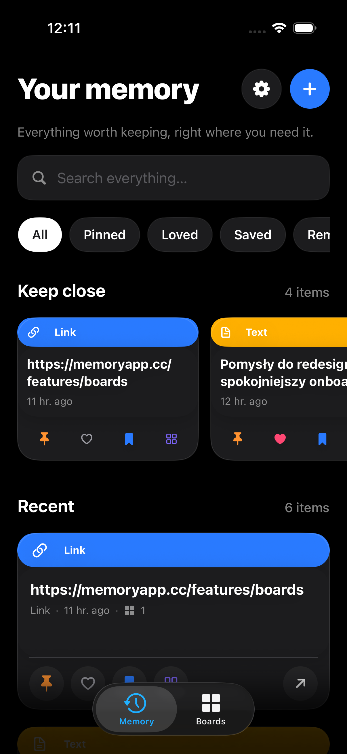 Current SyncPocket App screen on iPhone in dark mode